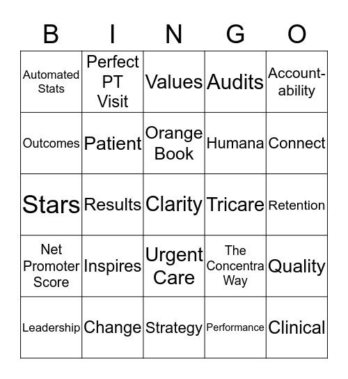 The Concentra Way Bingo Card