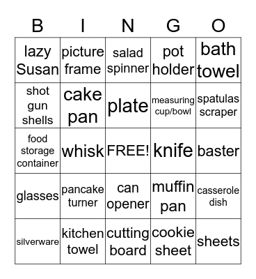 Kate's Wedding Shower Bingo Card