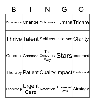 The Concentra Way Bingo Card