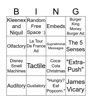 Subliminal Messages in Advertising Bingo Card