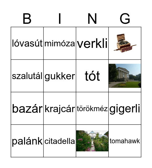 A Pál utcai fiúk Bingo Card