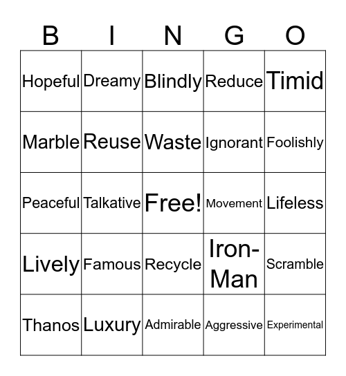 WORD BINGO Card