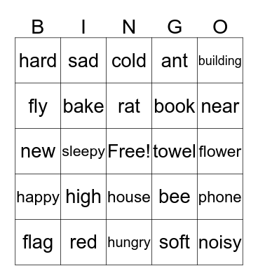 ENGLISH BINGO Card