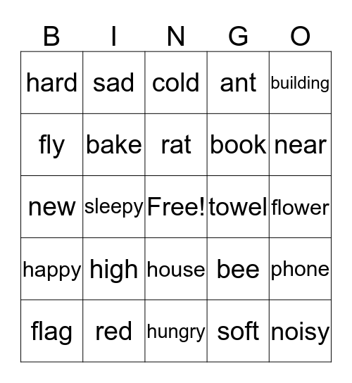 ENGLISH BINGO Card