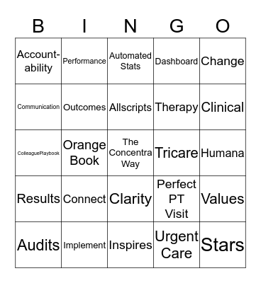 The Concentra Way Bingo Card
