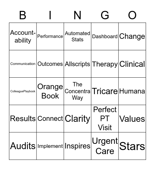 The Concentra Way Bingo Card