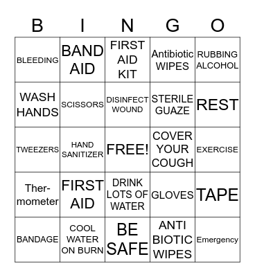 FIRST AID Bingo Card