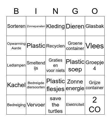 Bingo Milieu Bingo Card