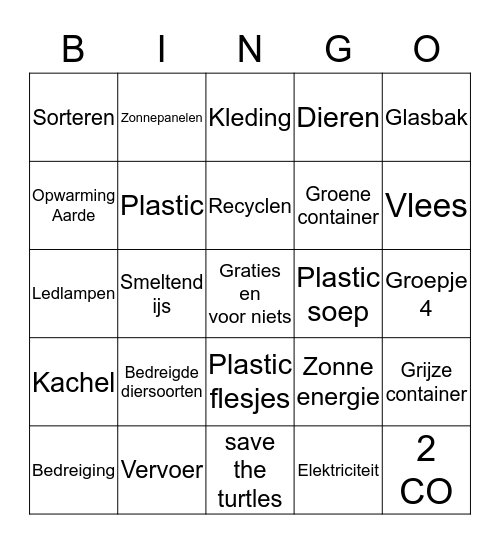 Bingo Milieu Bingo Card