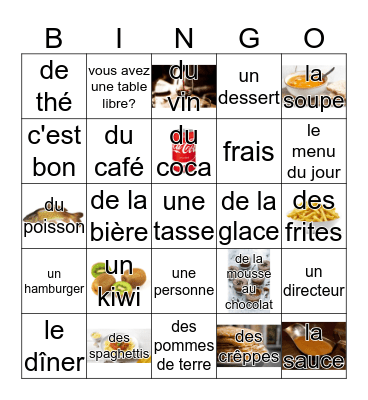 au restaurant  Bingo Card