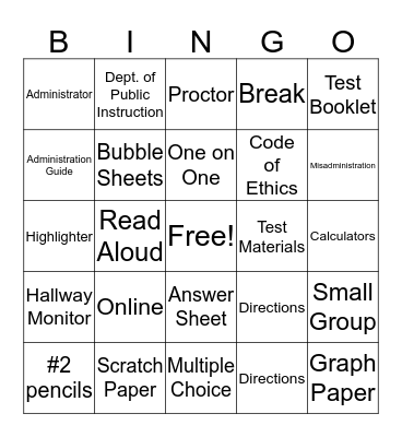 EOG Bingo Card