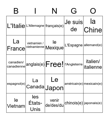 6A Bingo Card