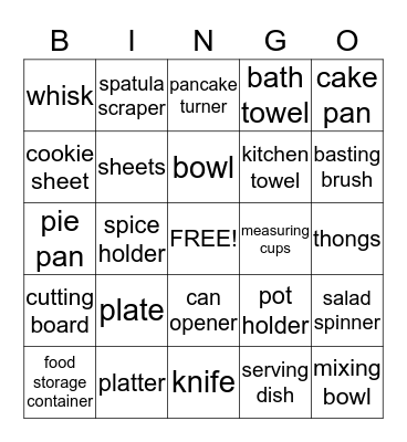 Kate's Wedding Shower Bingo Card