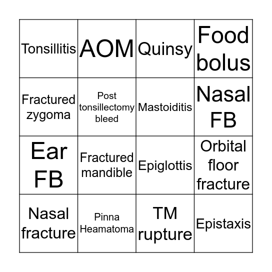 ENT/MAXFAX BINGO Card