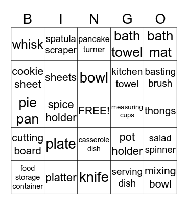 Kate's Wedding Shower Bingo Card
