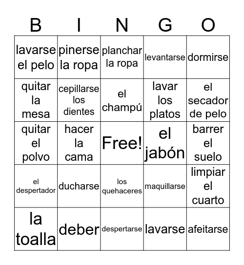 Rutinas Diarias Bingo Card