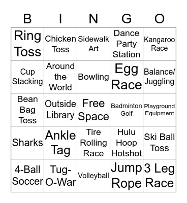 Pinckney Field Day Bingo Card