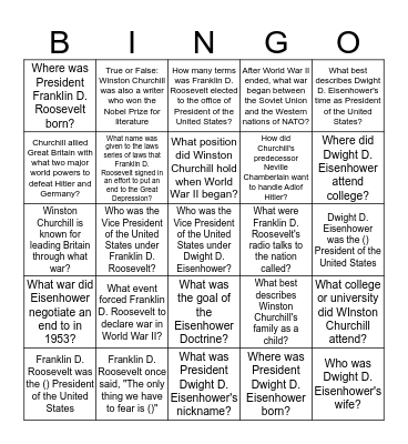 Roosevelt Bingo Card