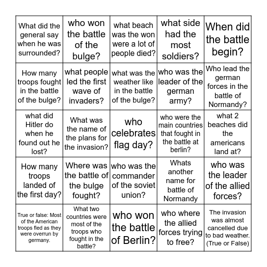 Bulge: answer key Bingo Card