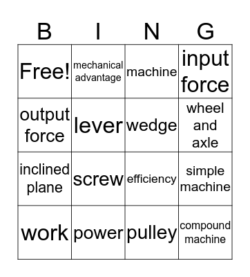 Chapter 5 Vocabulary Bingo Card