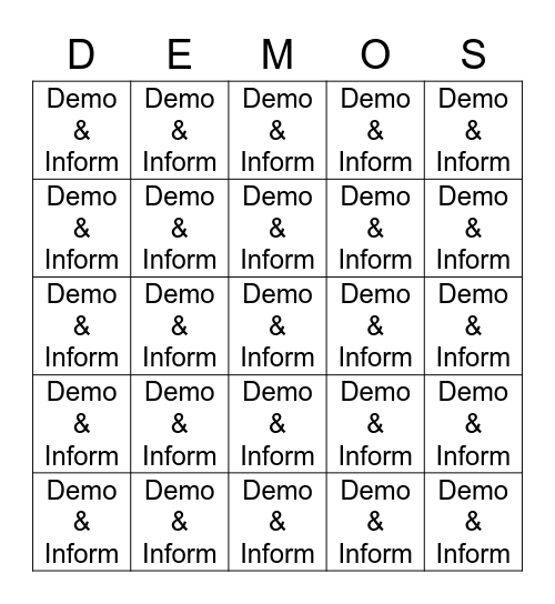 Handsoap Demo Bingo - Name______________________ Bingo Card