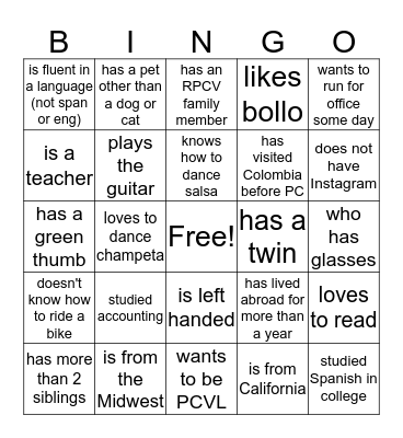 Find someone who... Bingo Card