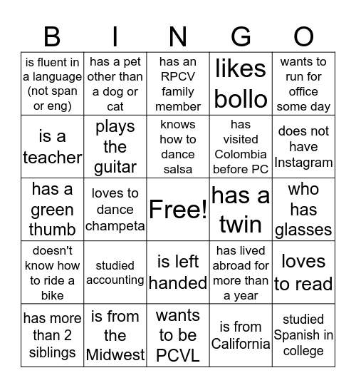 Find someone who... Bingo Card