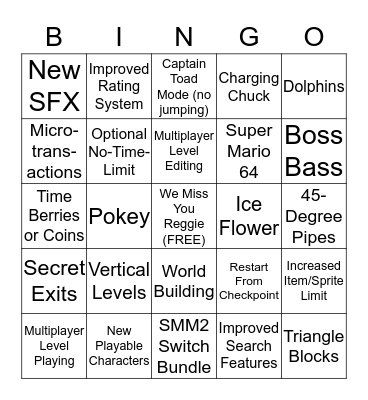 Super Mario Maker 2 BINGO Card
