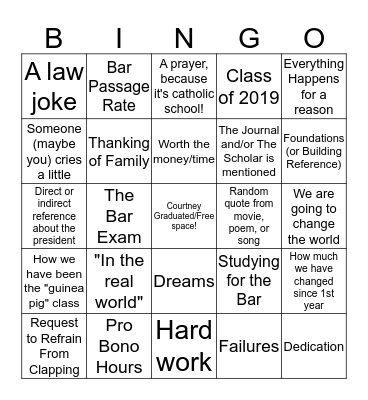 Graduation bingo Card