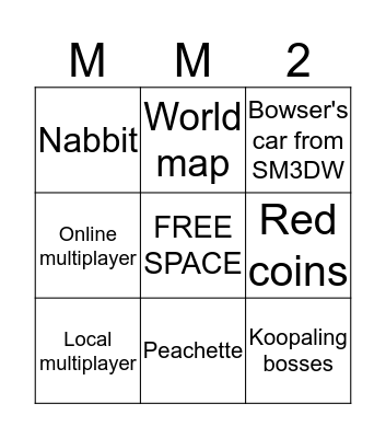 MARIO MAKER 2 DIRECT Bingo Card