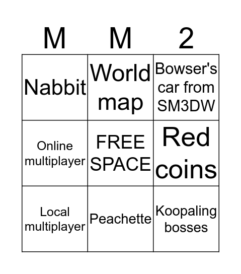 MARIO MAKER 2 DIRECT Bingo Card