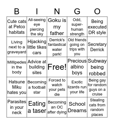 Ollie's Odd Dreams Bingo Card