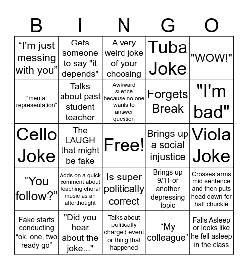 F. H.  Bingo Card