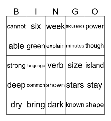 BINGO Card