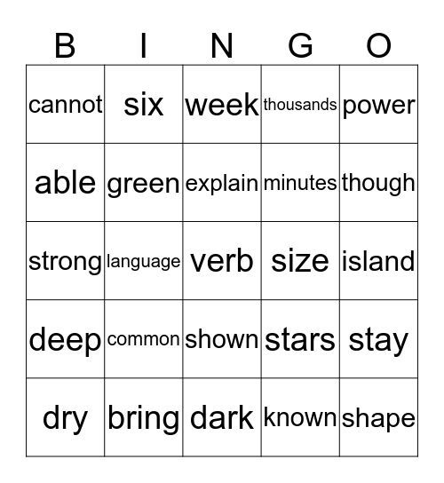 BINGO Card