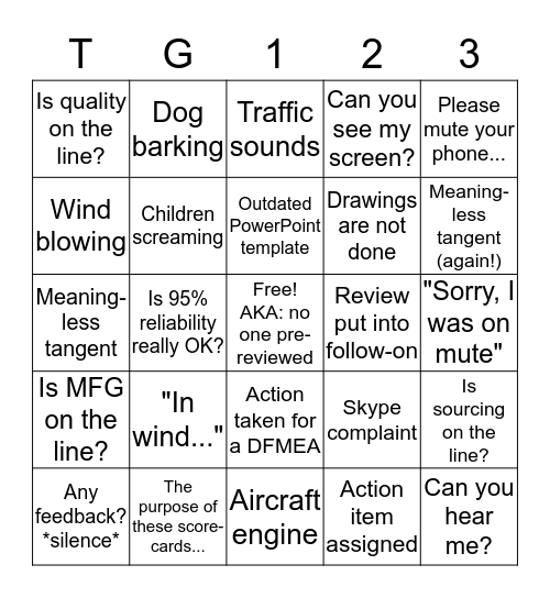 Design Review Bingo Card