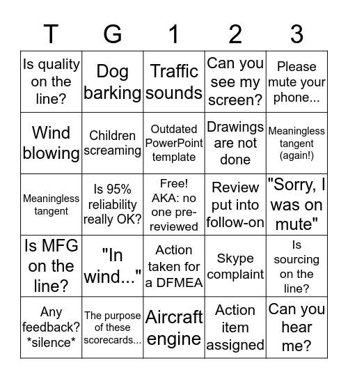 Design Review Bingo Card
