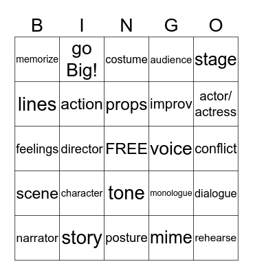 Drama! Bingo Card