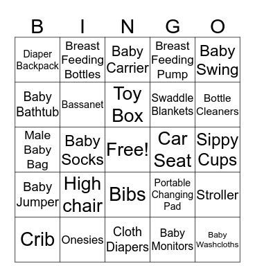 Best Ever Baby Gifts Bingo Card