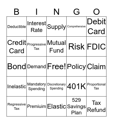 Econ Final Review Bingo Card