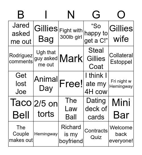 Celine & Jackie Bingo Card