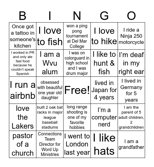 NEW HIRE BINGO Card