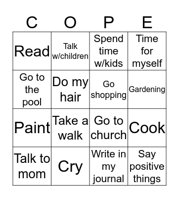 COPING BINGO Card