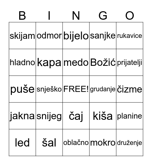 ZIMA Bingo Card