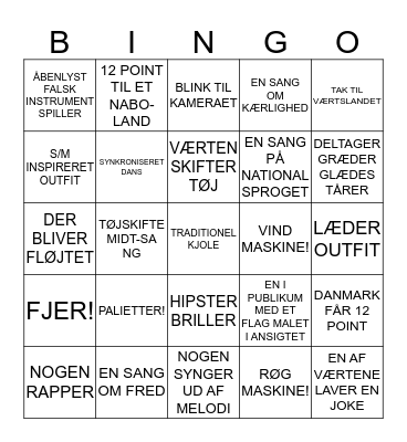 EUROVISION 2019 Bingo Card