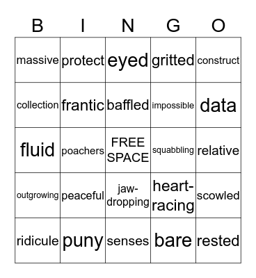 Vocabulary BINGO Card