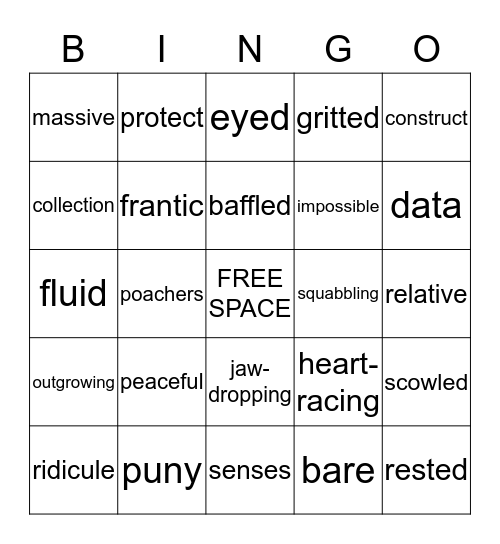 Vocabulary BINGO Card