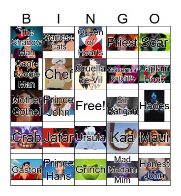 Villain Bingo Card