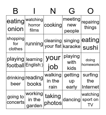 Do you like..? Bingo Card