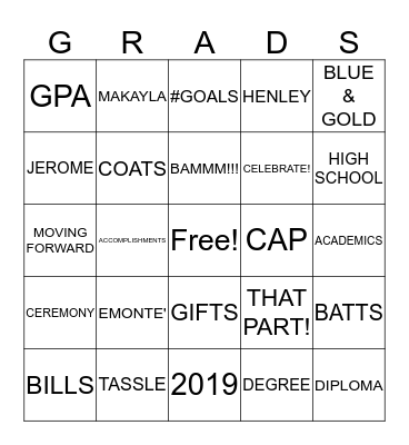 CONGRATS 2019 GRADUATES! Bingo Card